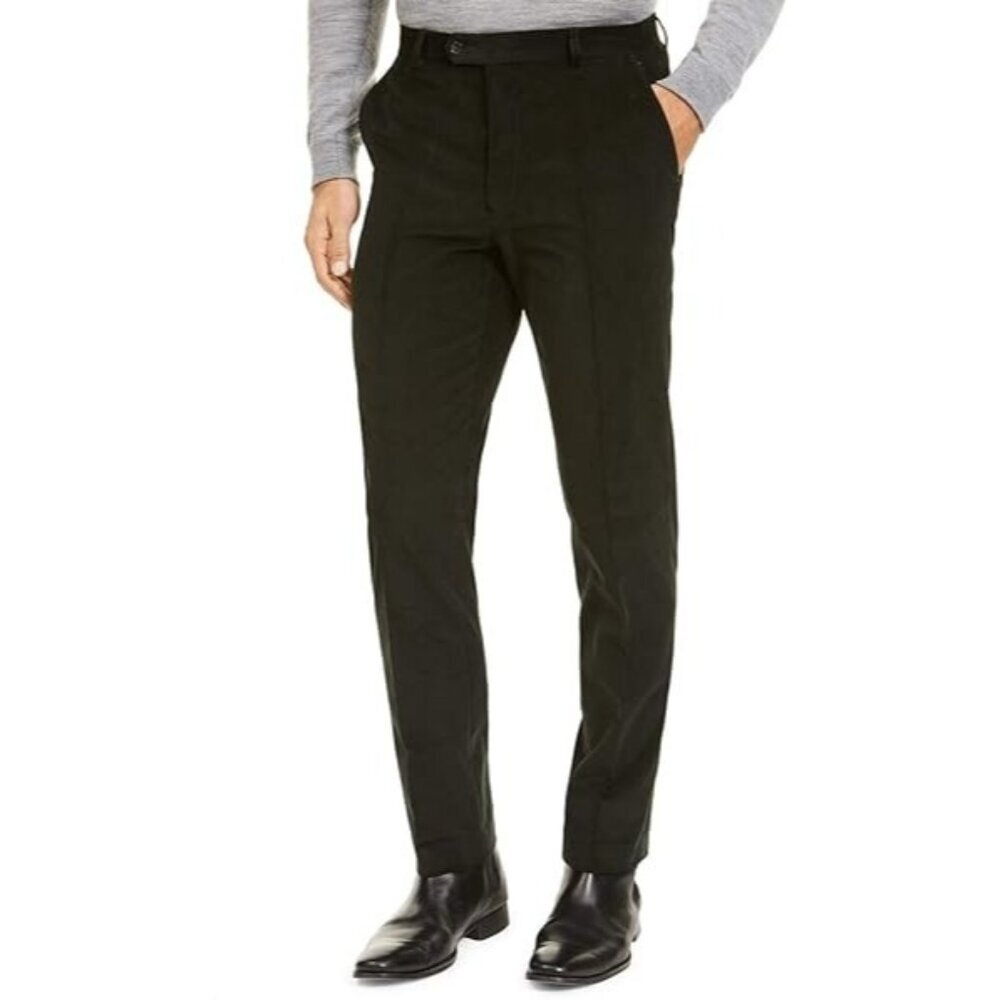 Lauren Ralph Lauren Classic Slim Fit‎ Corduroy Pants Flat Front Green Sz 38WX34L